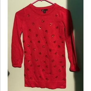 GAP Dresses - Gap kids girls red sweater with sequin hearts GAP Dresses - Gap kids girls red sweater with sequin hearts